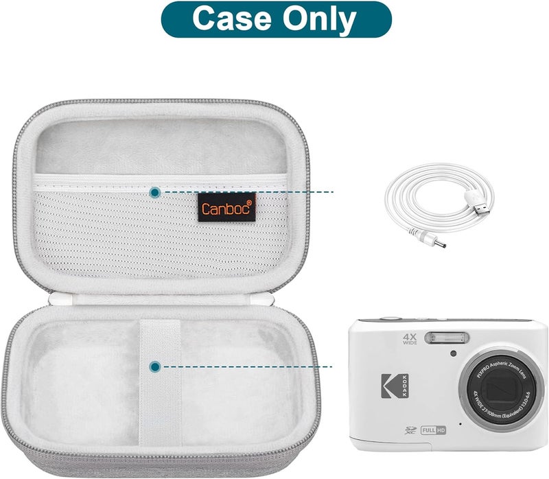 Canboc Carrying Case Compatible with KODAK PIXPRO FZ55/ FZ45/ FZ43/ FZ53 16MP Digital Camera, Video Vlogging Camera Bag, Mesh Pocket fit Cable, Grey (Case Only) - Image 2